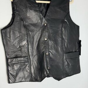 M Collection Genuine Lamb Leather Snap Vest XL